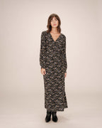 Robe Longue A Fleurs Noir Superbe
