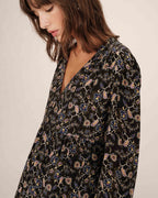 Vestido Corto Floral Negro Sirius