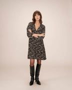 Vestido Corto Floral Negro Sirius