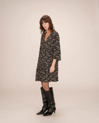 Vestido Corto Floral Negro Sirius