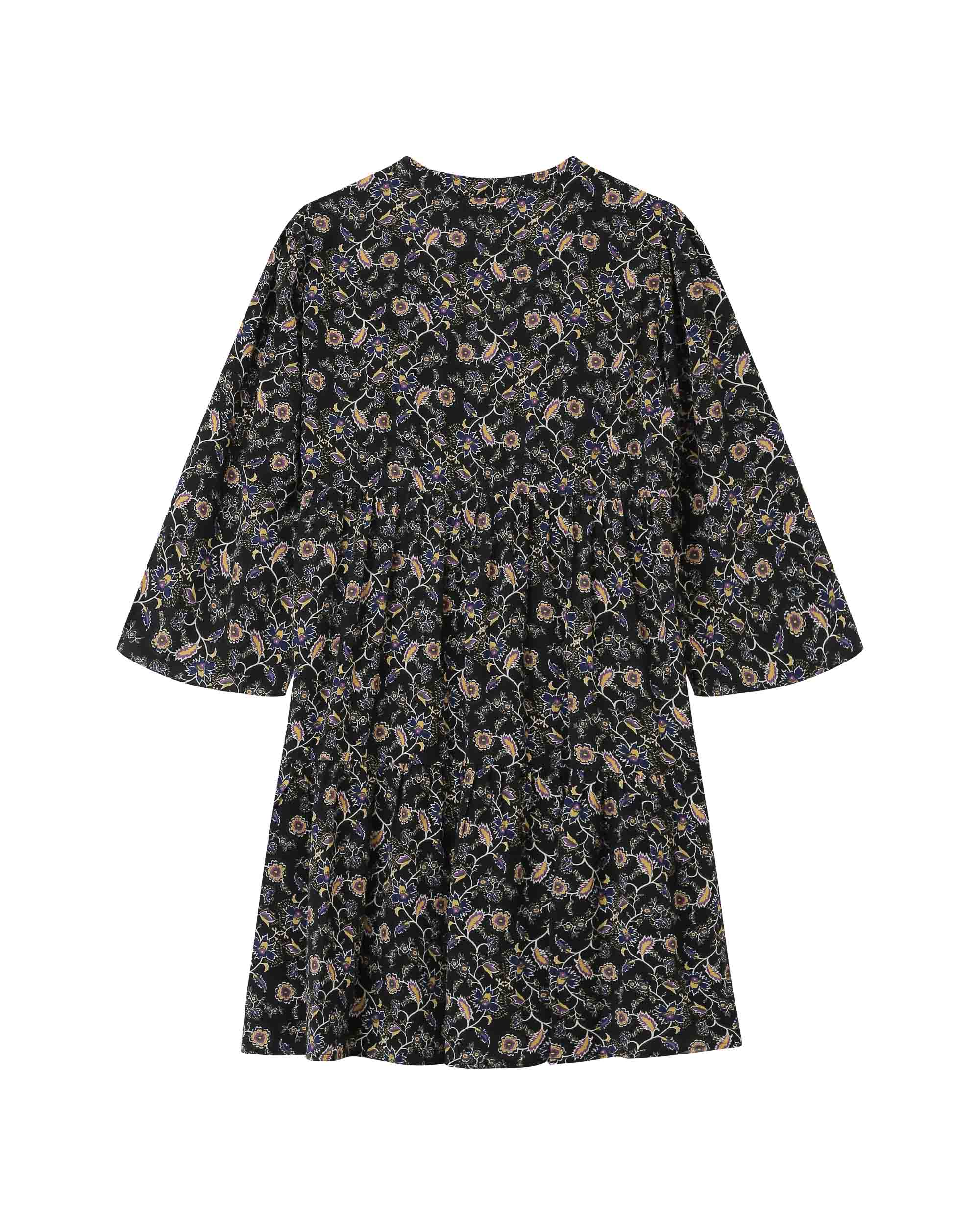 Vestido Corto Floral Negro Sirius