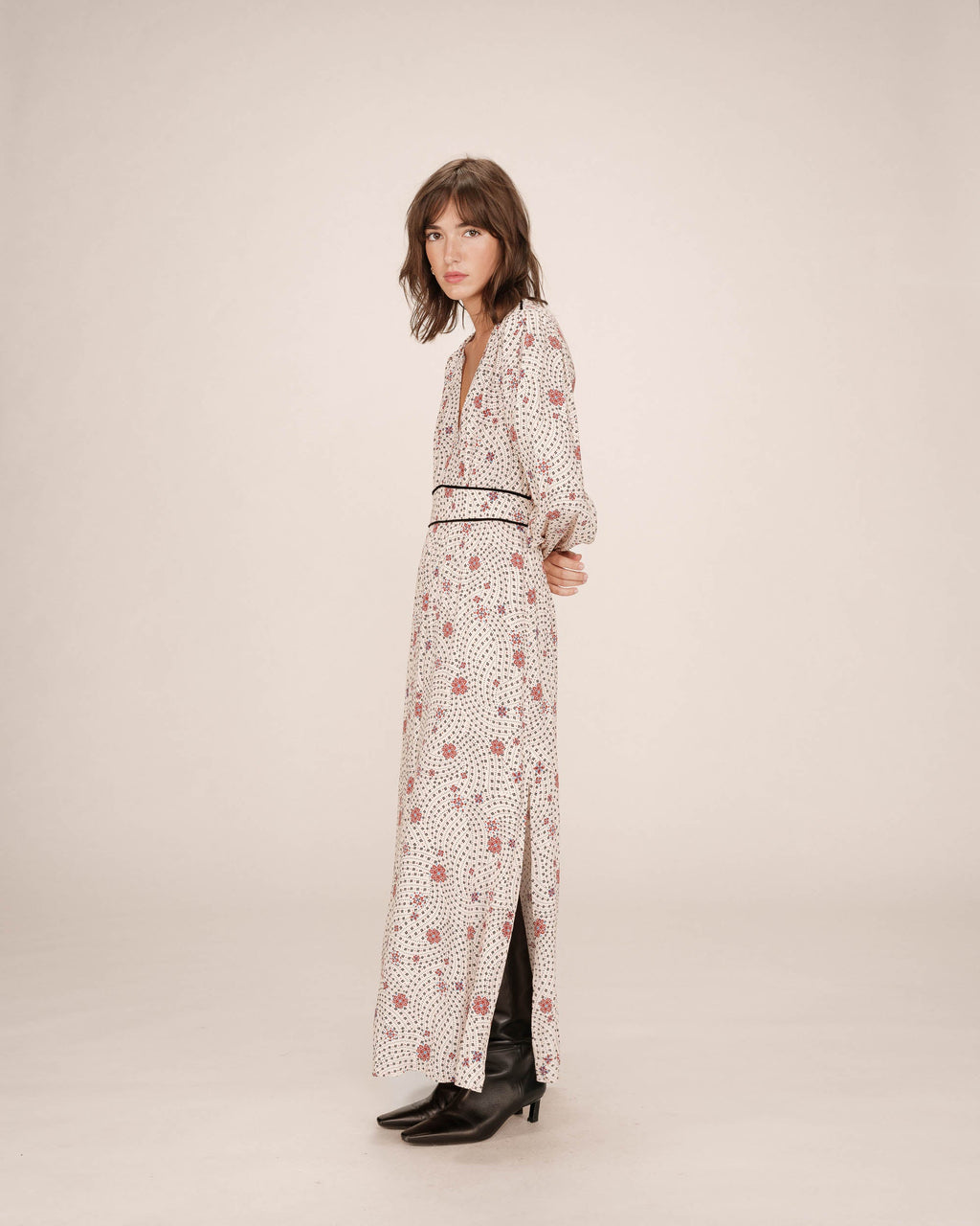 Robe Longue A Fleurs Ecru Sensible
