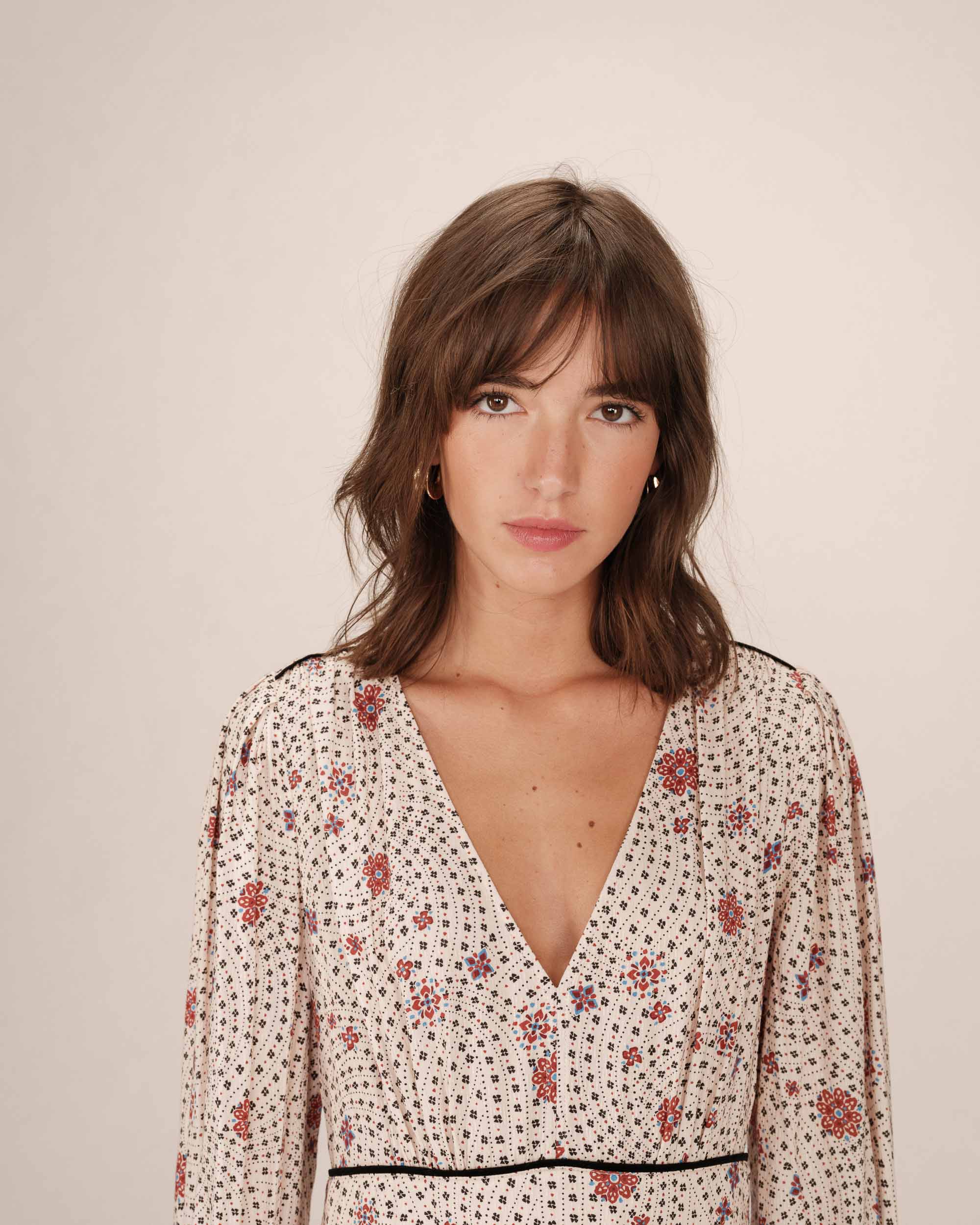 Robe Longue A Fleurs Ecru Sensible