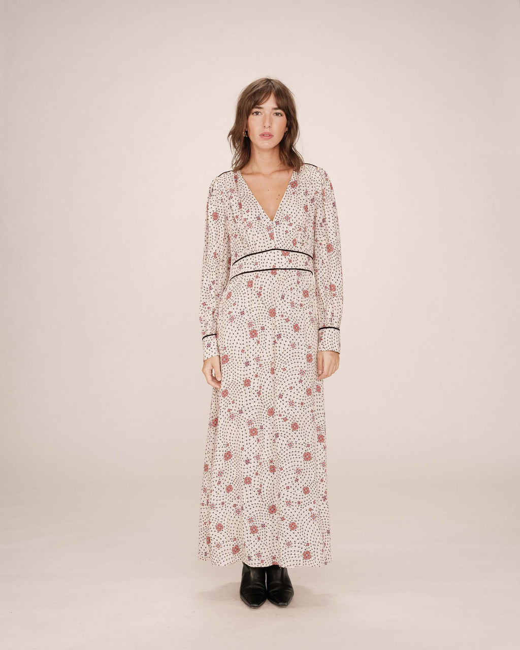 Robe Longue A Fleurs Ecru Sensible
