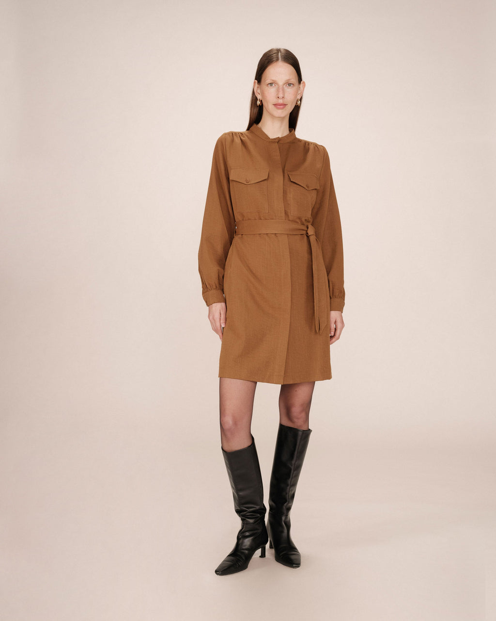 Robe Chemise Courte Kaki Serbia