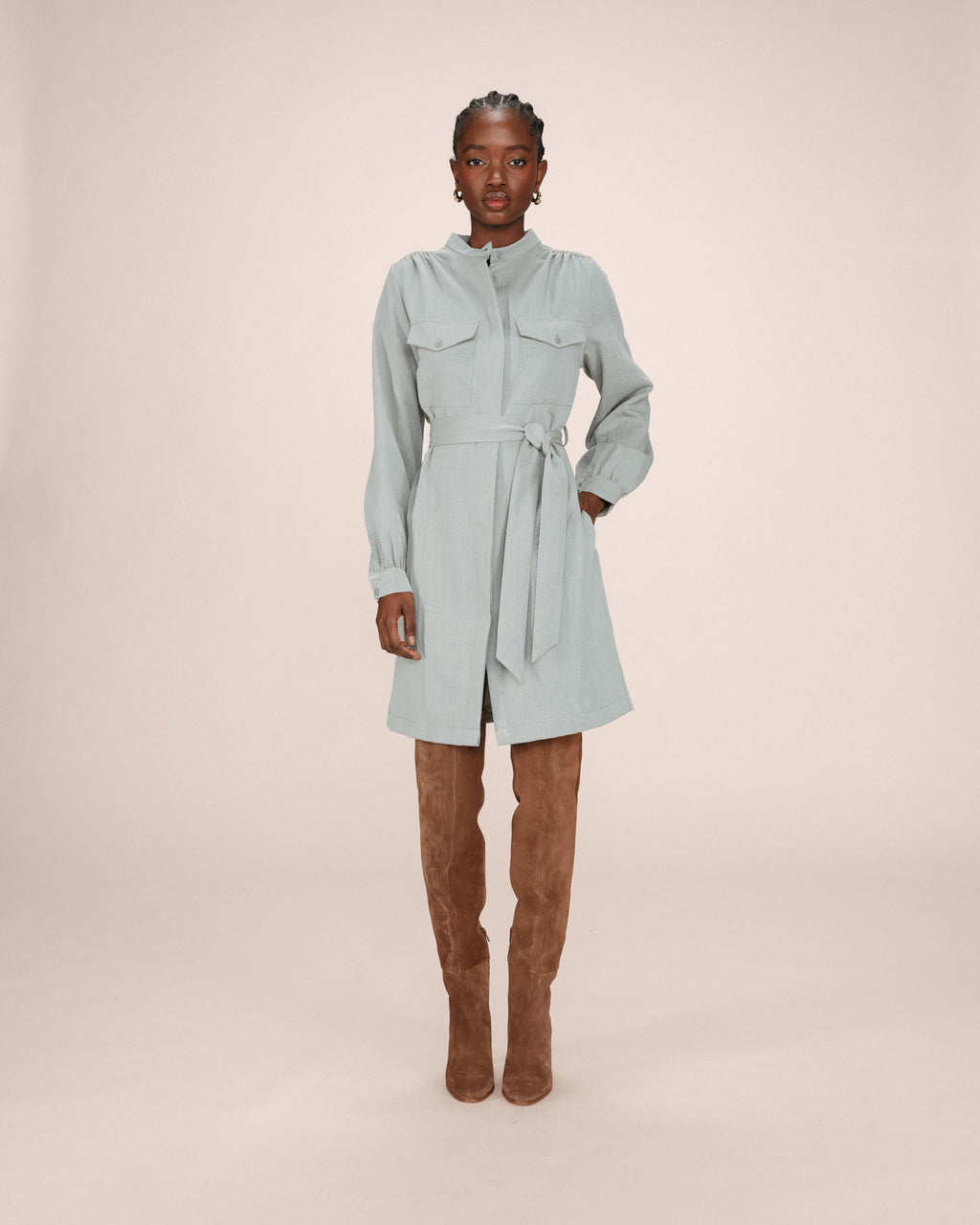 Robe Chemise Courte Sauge Serbia