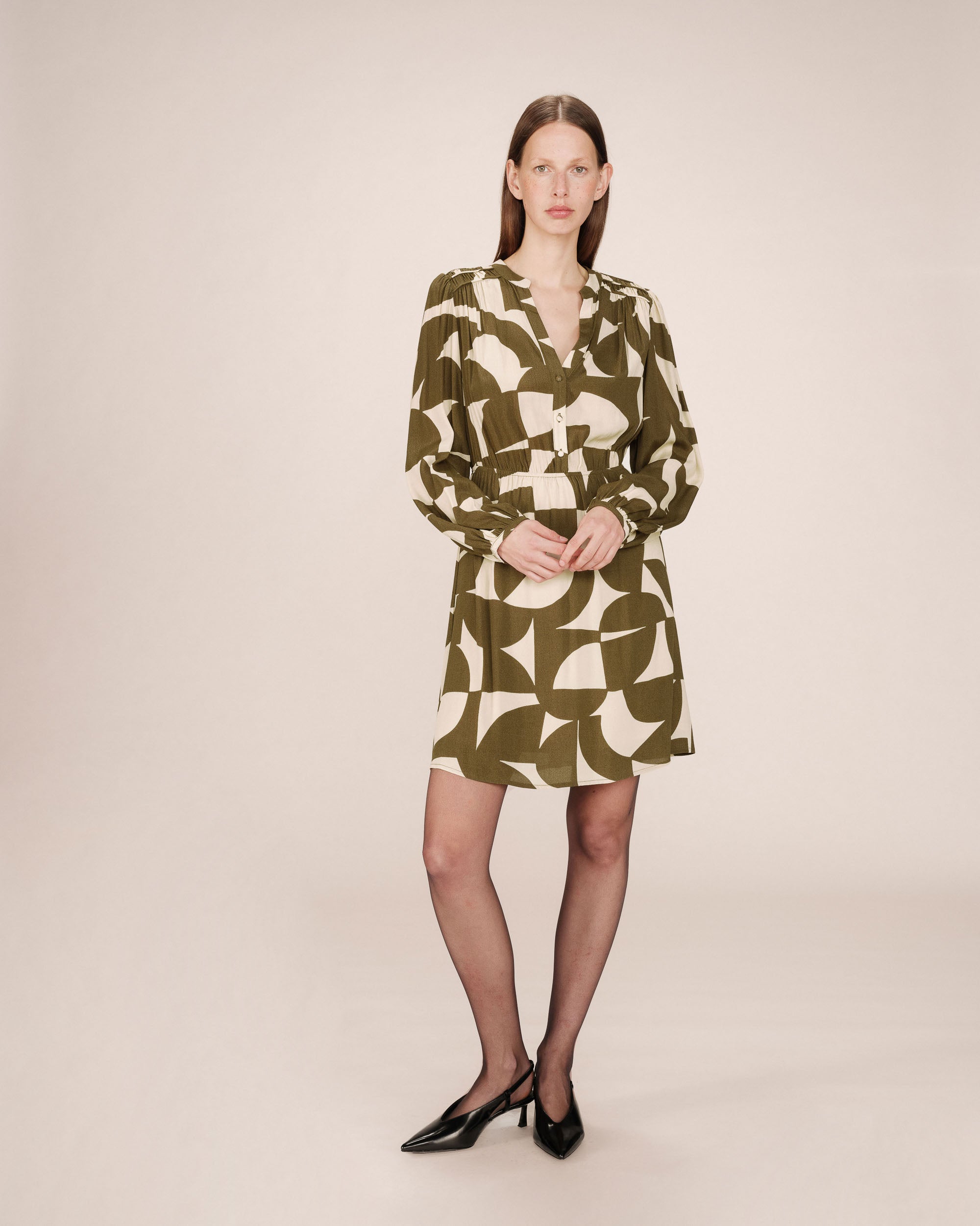 Short Graphic Dress Olive Selia