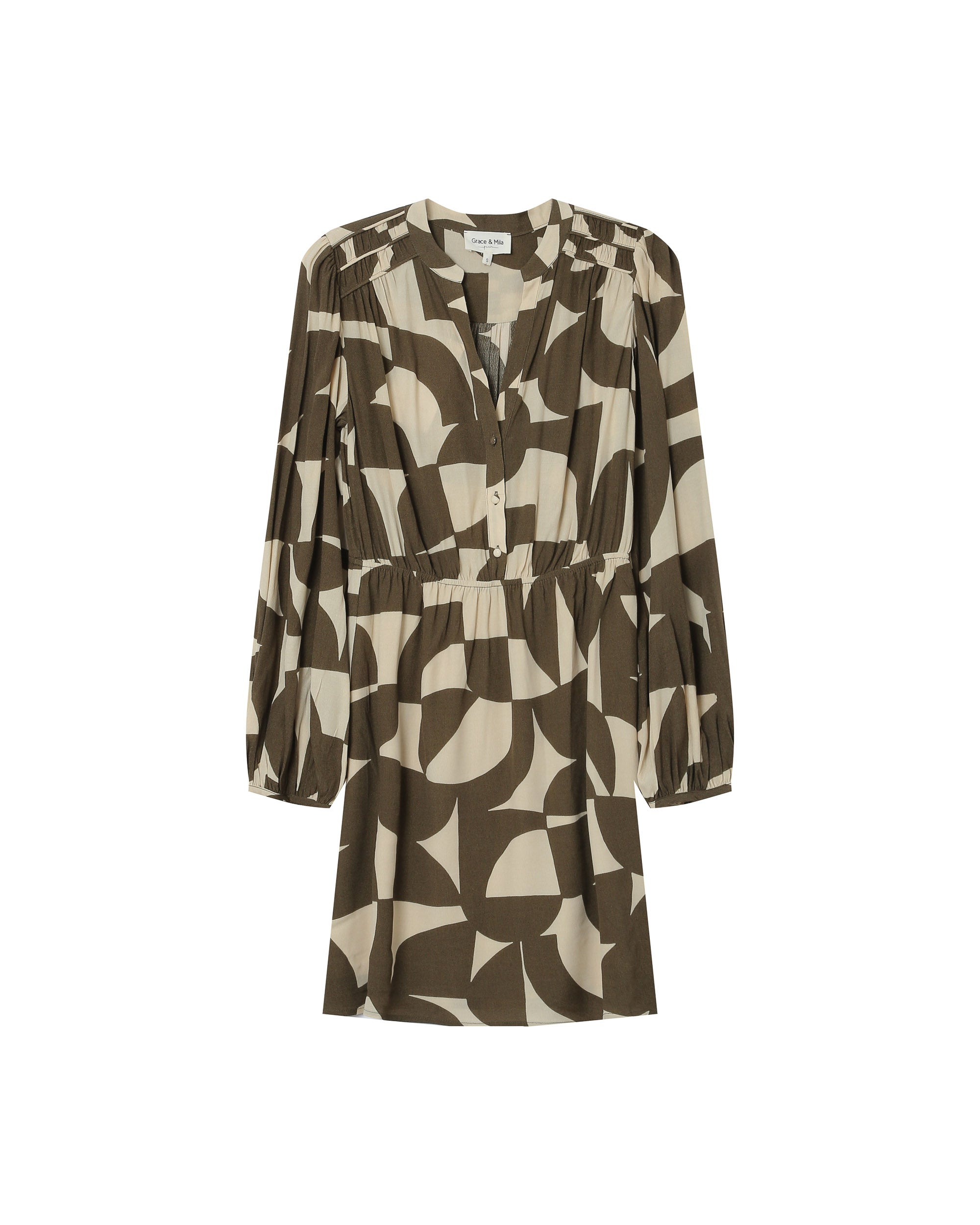 Short Graphic Dress Olive Selia