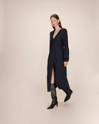 Long Dress V-Neckline Navy Shirley
