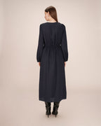 Long Dress V-Neckline Navy Shirley