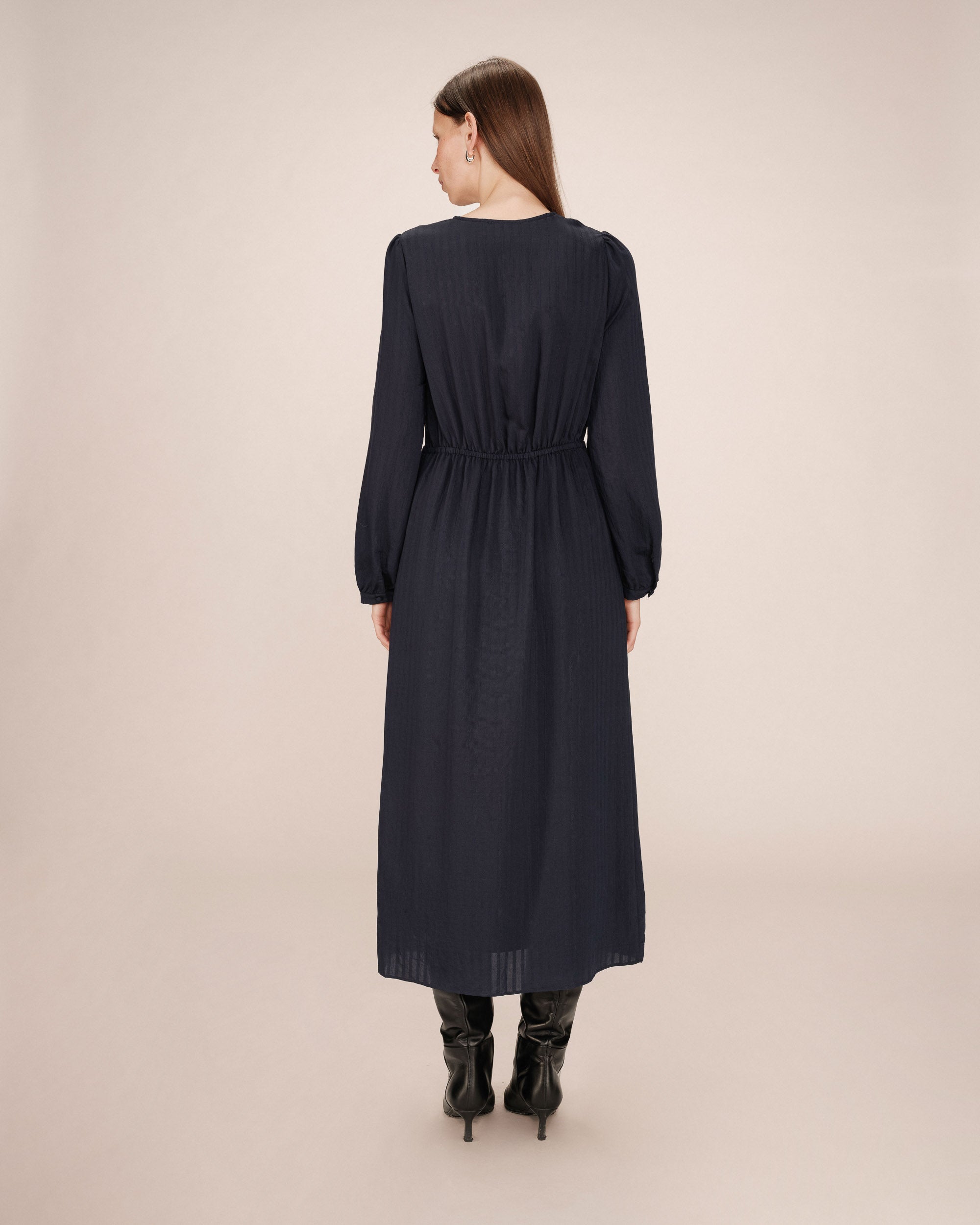 Long Dress V-Neckline Navy Shirley