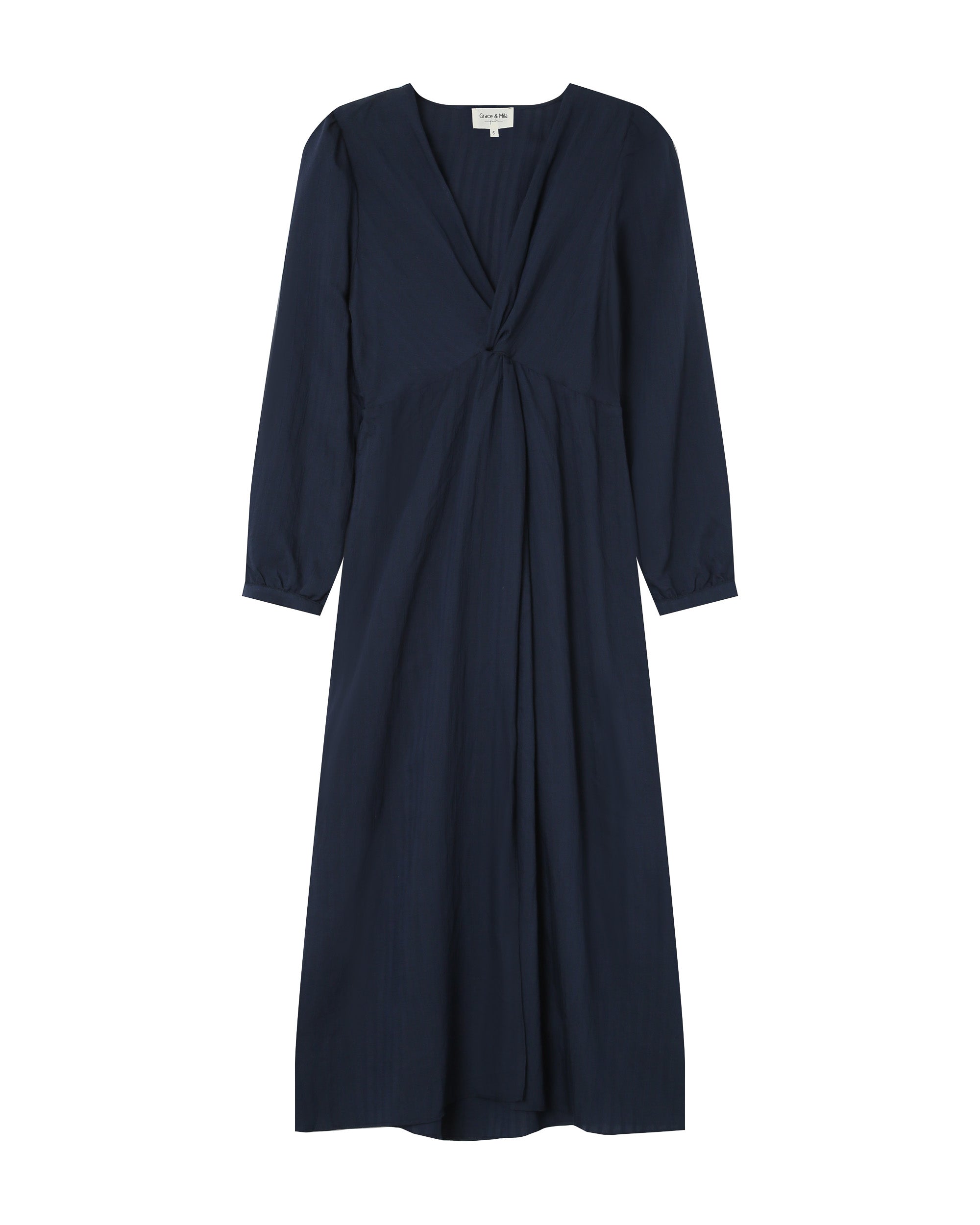 Long Dress V-Neckline Navy Shirley