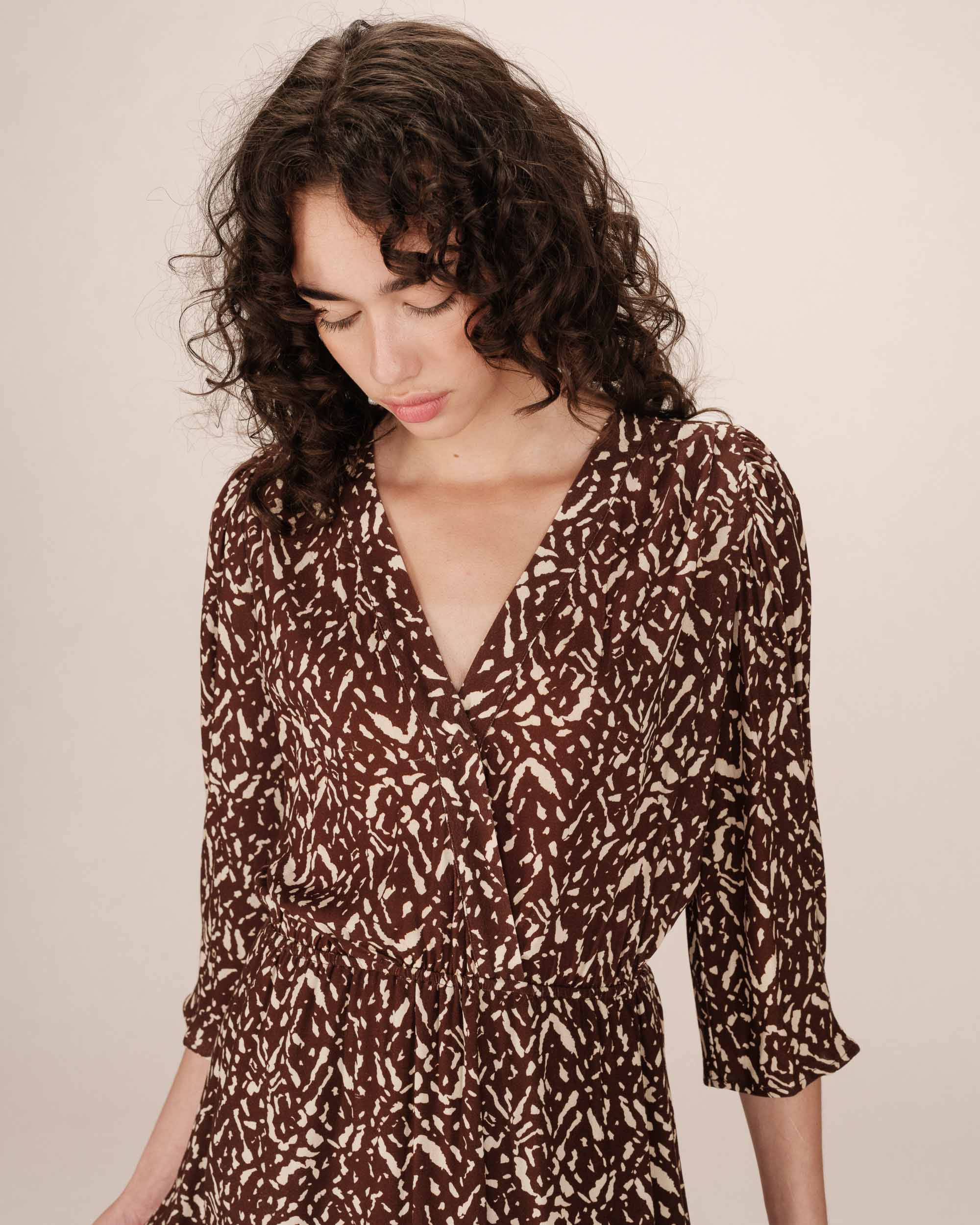Short Printed Dress Chocolate Suzie