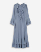 Robe Aérienne Longue À Volants Bleuet Samira