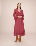 Samira Airy Long Ruffle Dress Blush