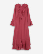 Samira Airy Long Ruffle Dress Blush