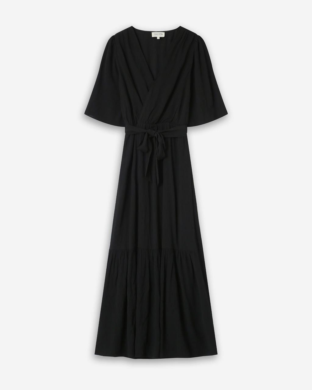 Robe Longue Cintré À Volant Noir Sequoia