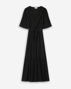 Robe Longue Cintré À Volant Noir Sequoia