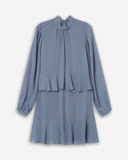 Sahelle Fluid Short Dress With Cornflower Ruffle