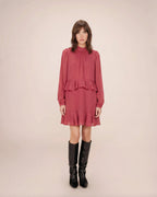 Short Fluid Dress With Ruffle Blush Sahelle