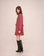 Short Fluid Dress With Ruffle Blush Sahelle