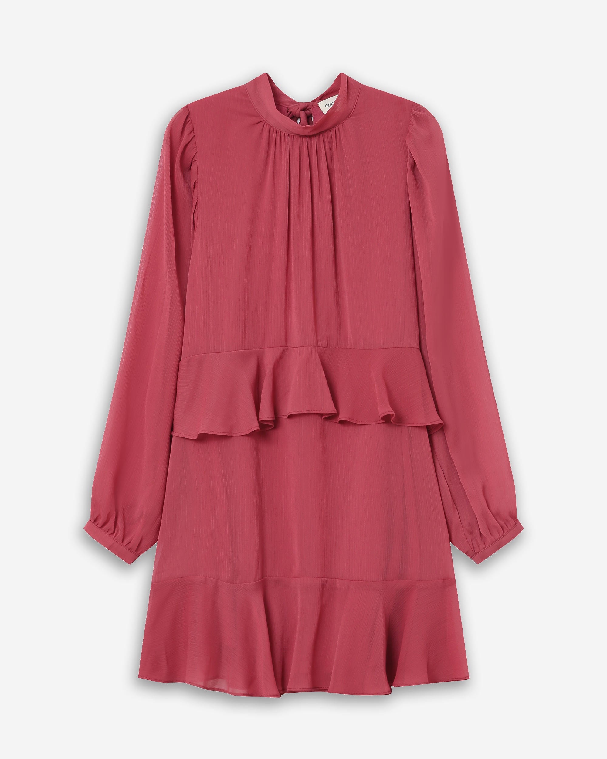 Short Fluid Dress With Ruffle Blush Sahelle