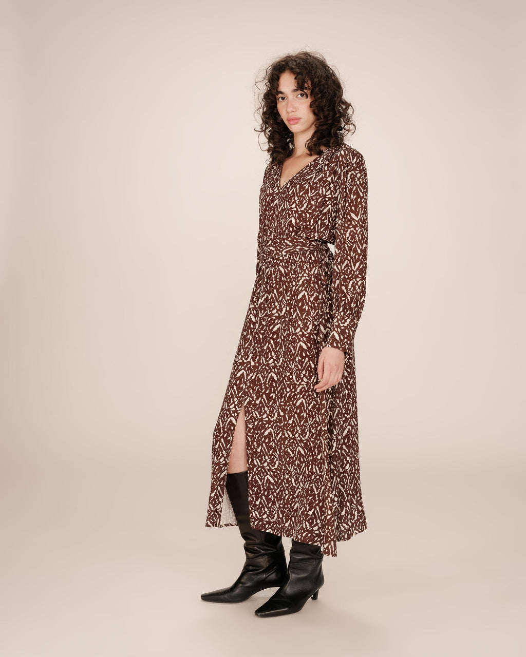 Soisson Chocolate Abstract Long Dress