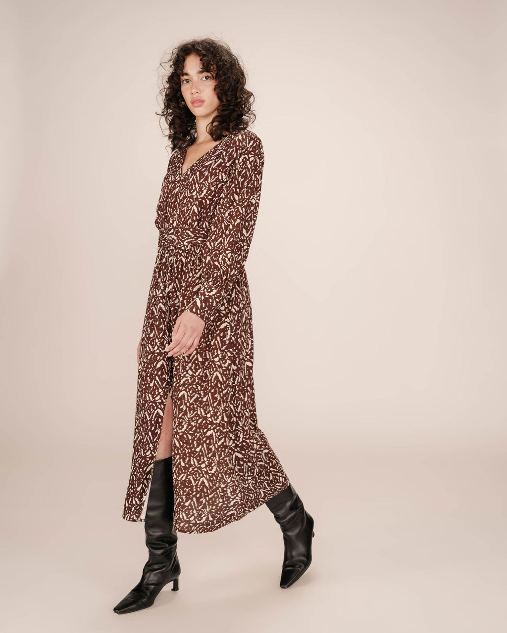 Soisson Chocolate Abstract Long Dress