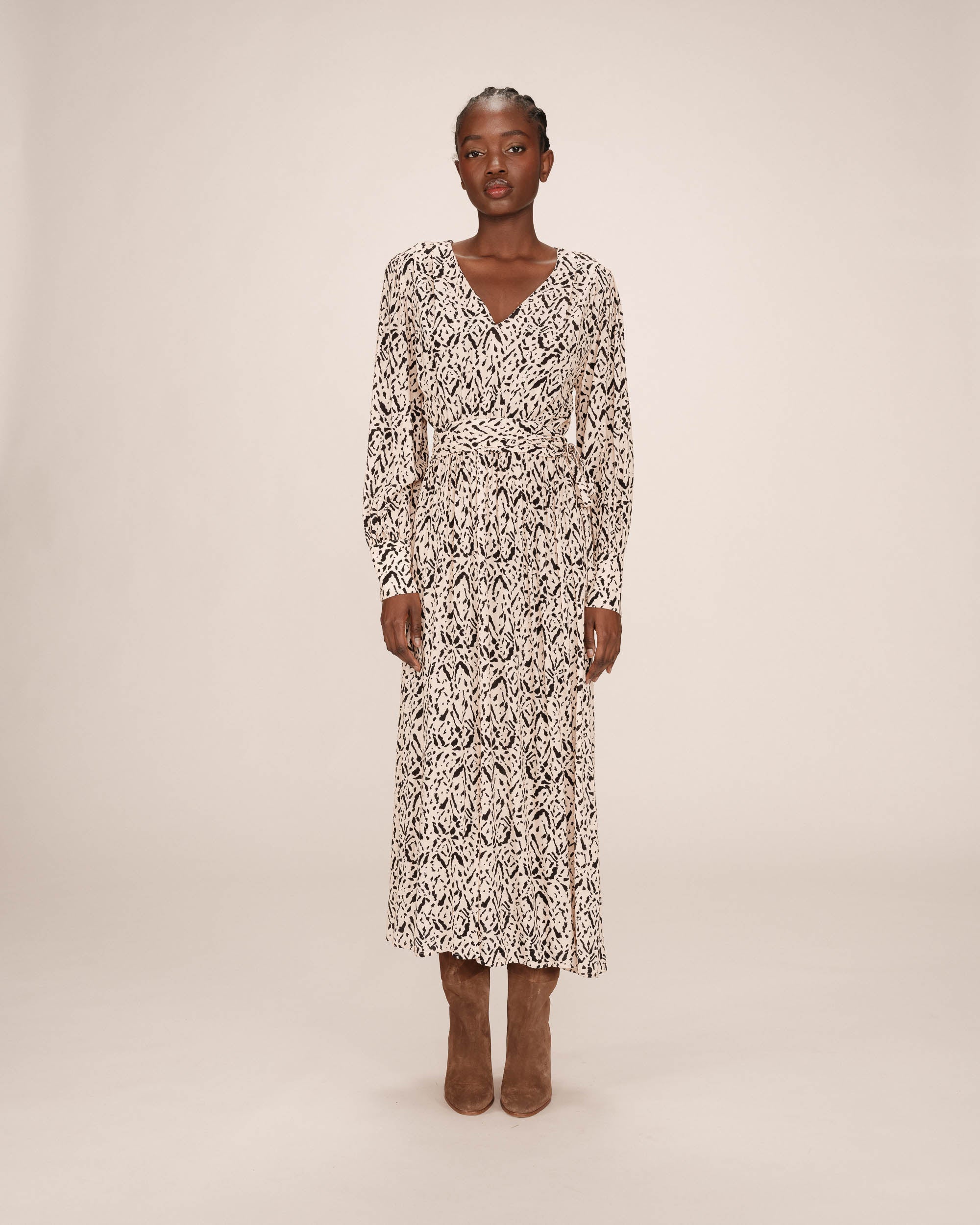 Robe Longue Abstraite Vanille Soisson