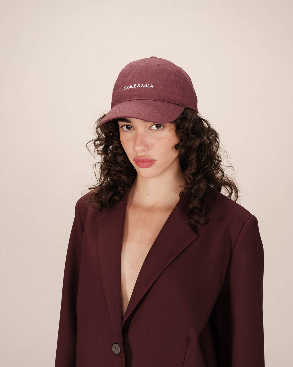 Cap With Logo Burgundy Slimane