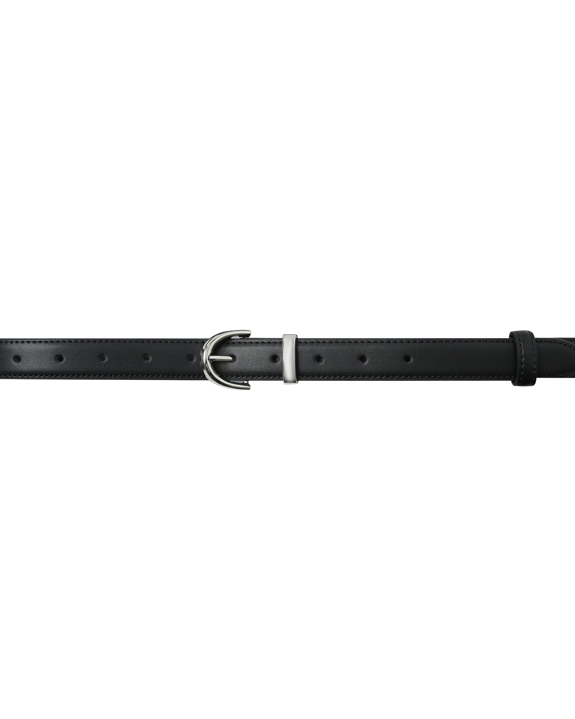 Ceinture Lisse Noir Silver