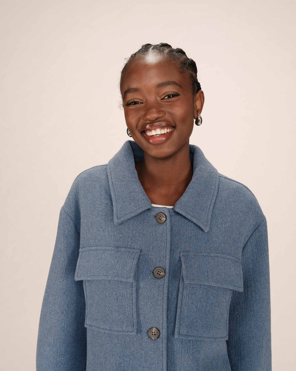 Boxy Denim Blue Wool Jacket Novembre
