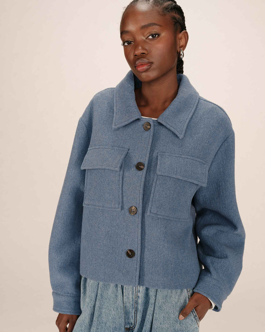 Boxy Denim Blue Wool Jacket Novembre