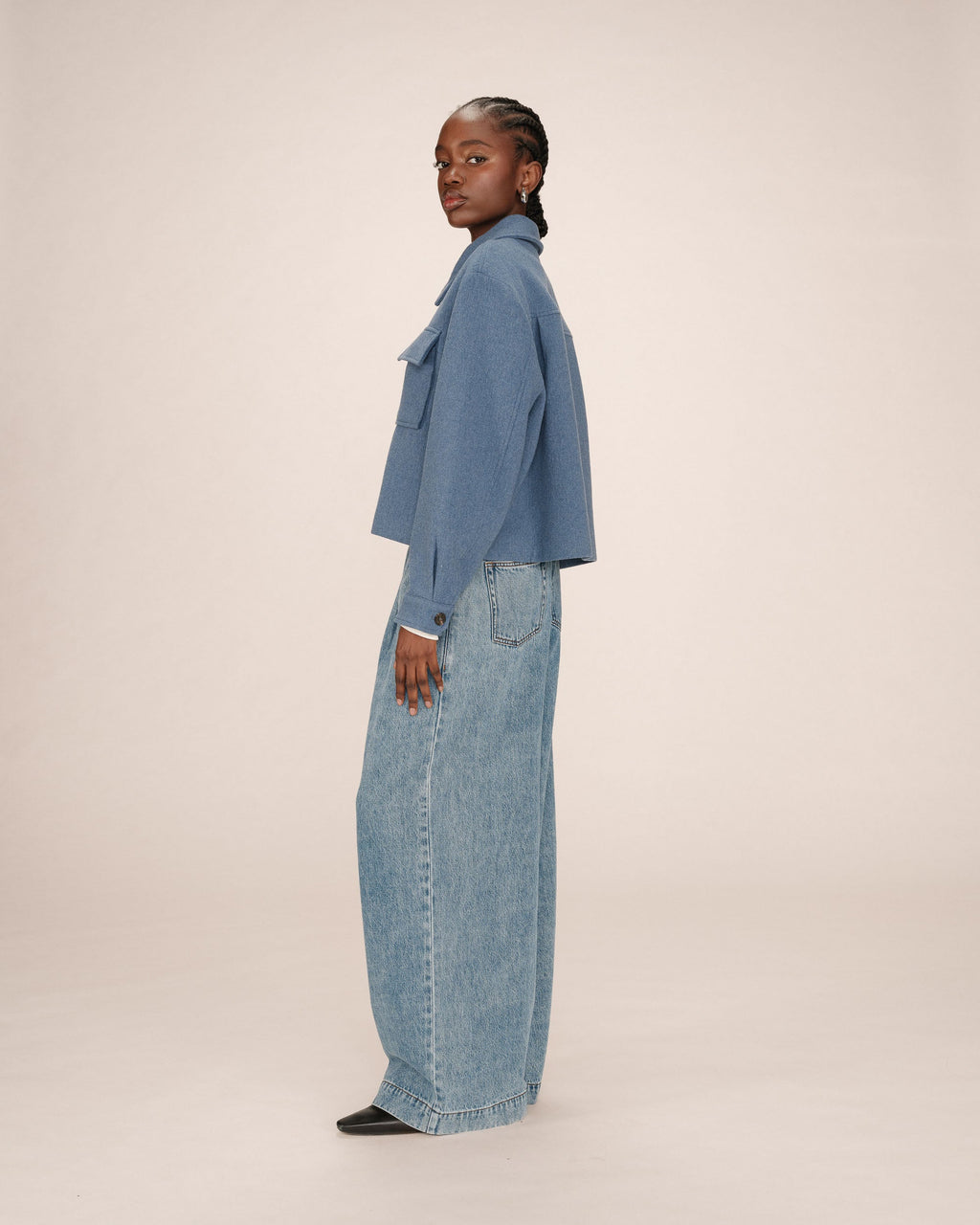 Boxy Denim Blue Wool Jacket Novembre