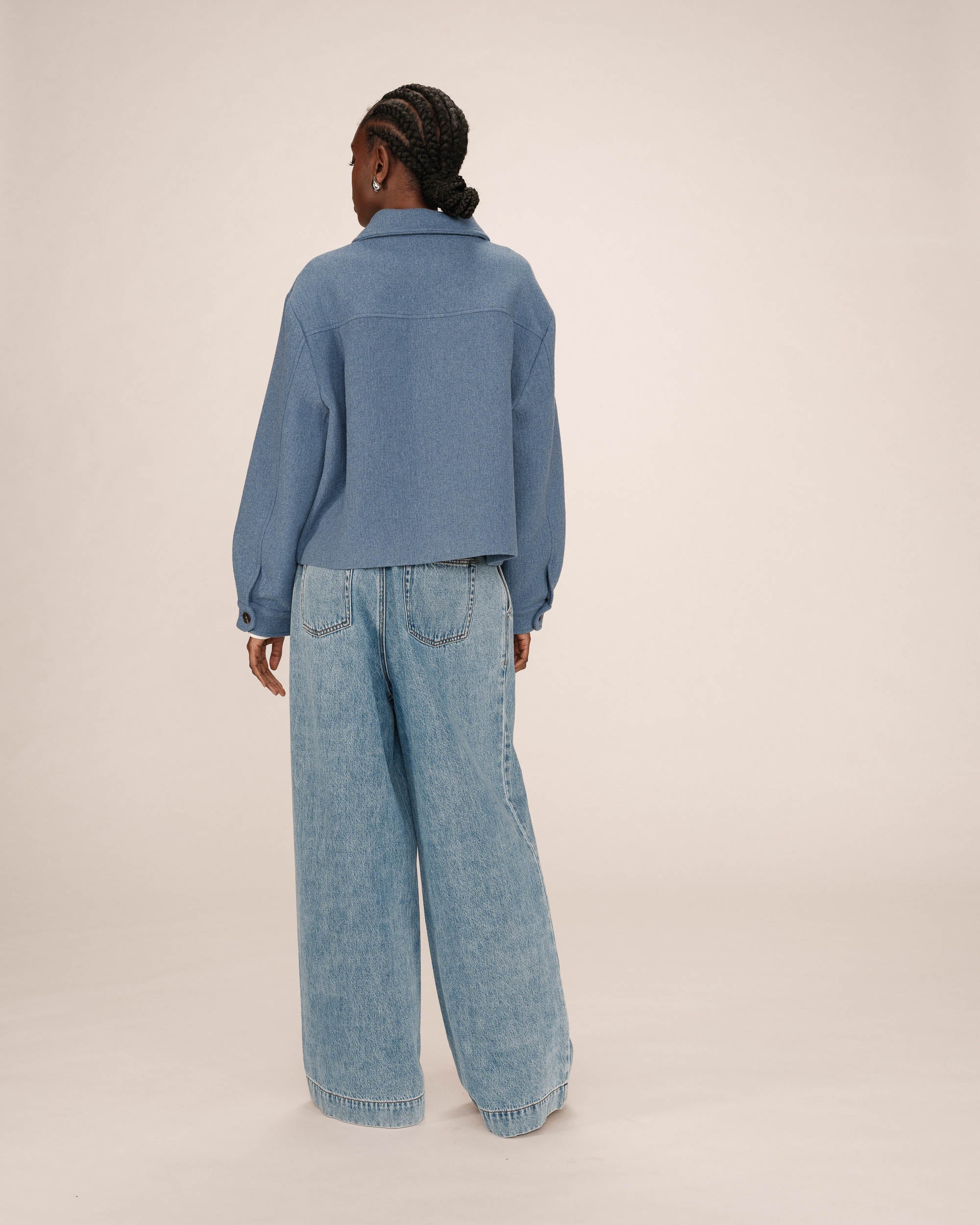Boxy Denim Blue Wool Jacket Novembre