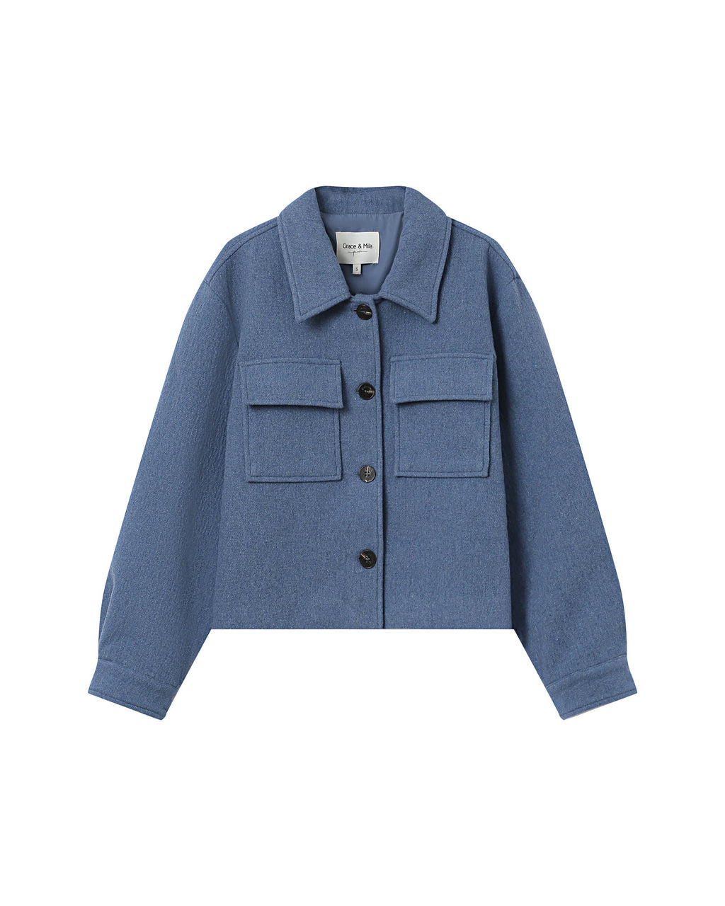 Boxy Denim Blue Wool Jacket Novembre