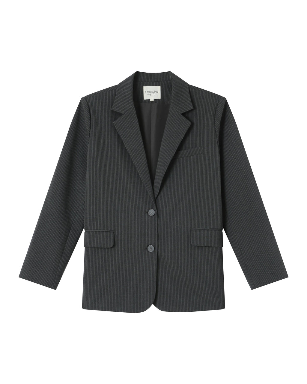 Blazer Droit A Rayures Anthracite Silly