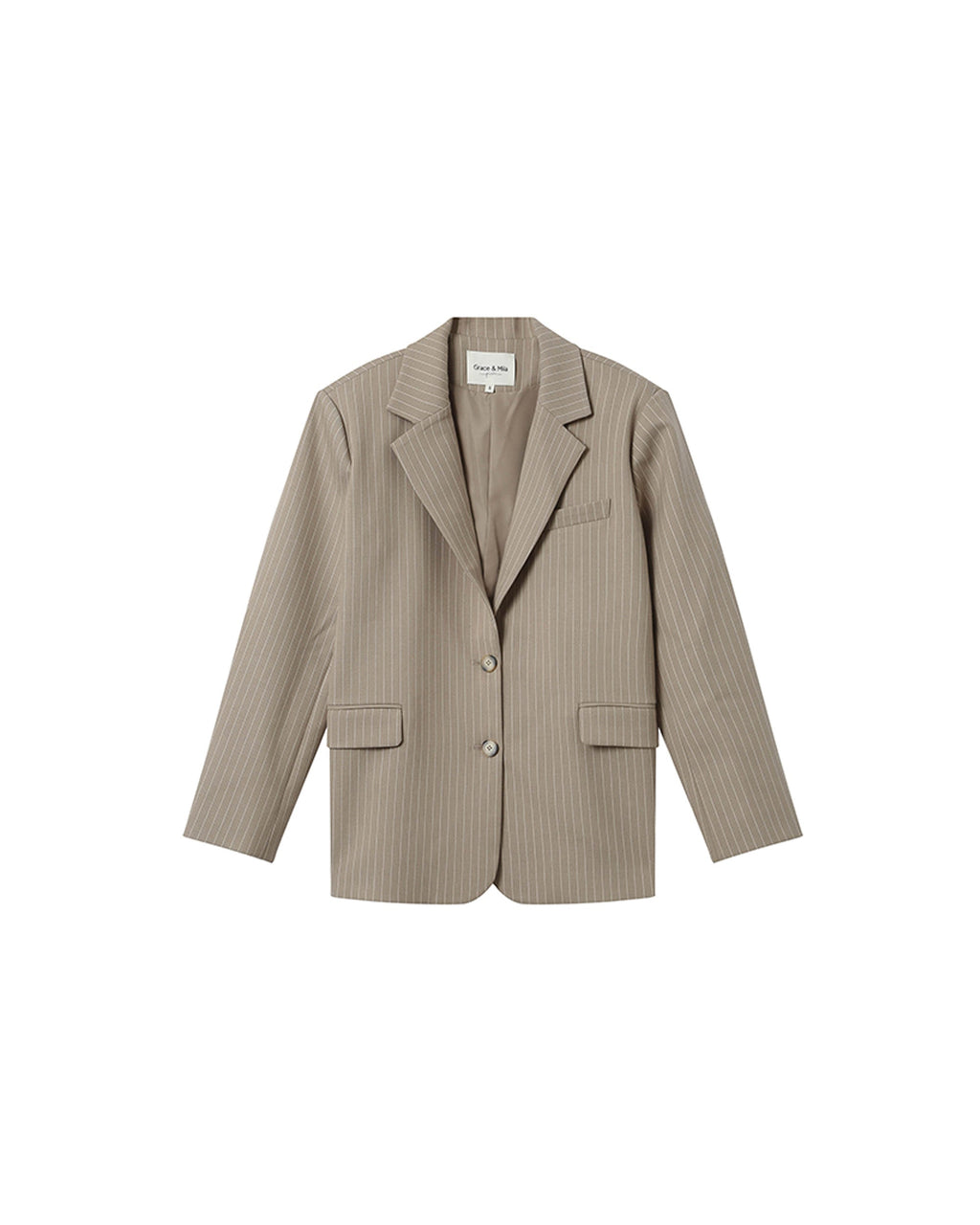 Blazer Droit A Rayures Greige Silly