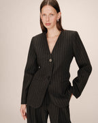Fitted Striped Blazer Carbon Shain