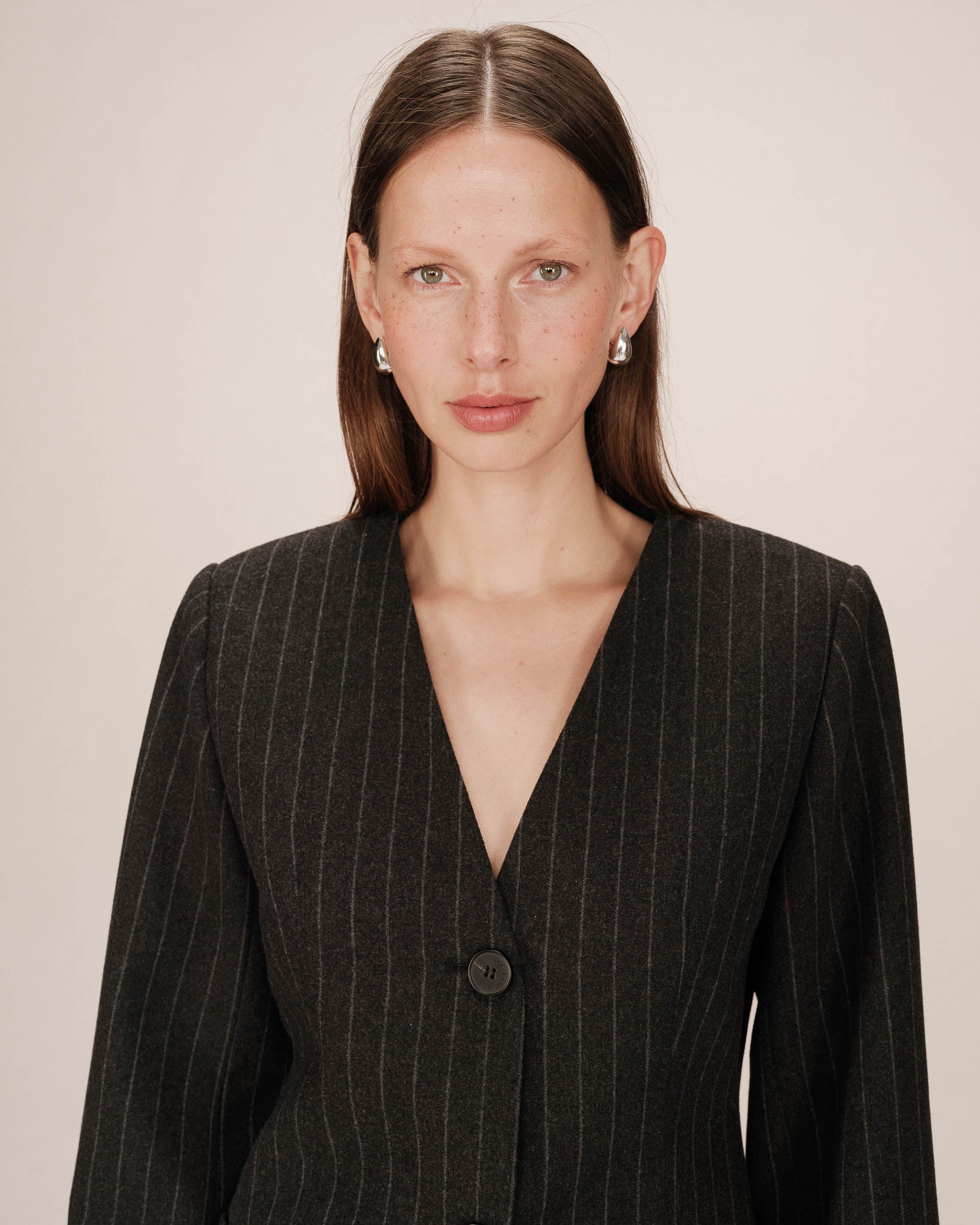 Fitted Striped Blazer Carbon Shain