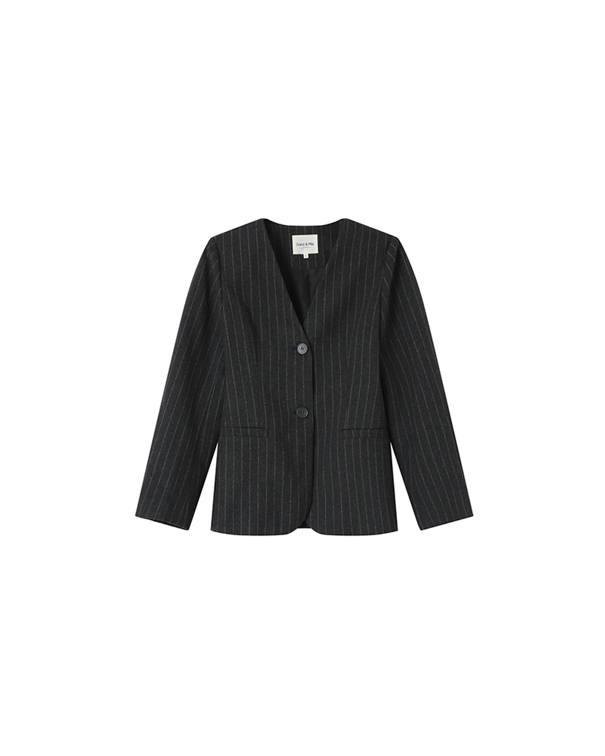 Fitted Striped Blazer Carbon Shain