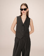Gilet Droit A Rayures Anthracite Sister