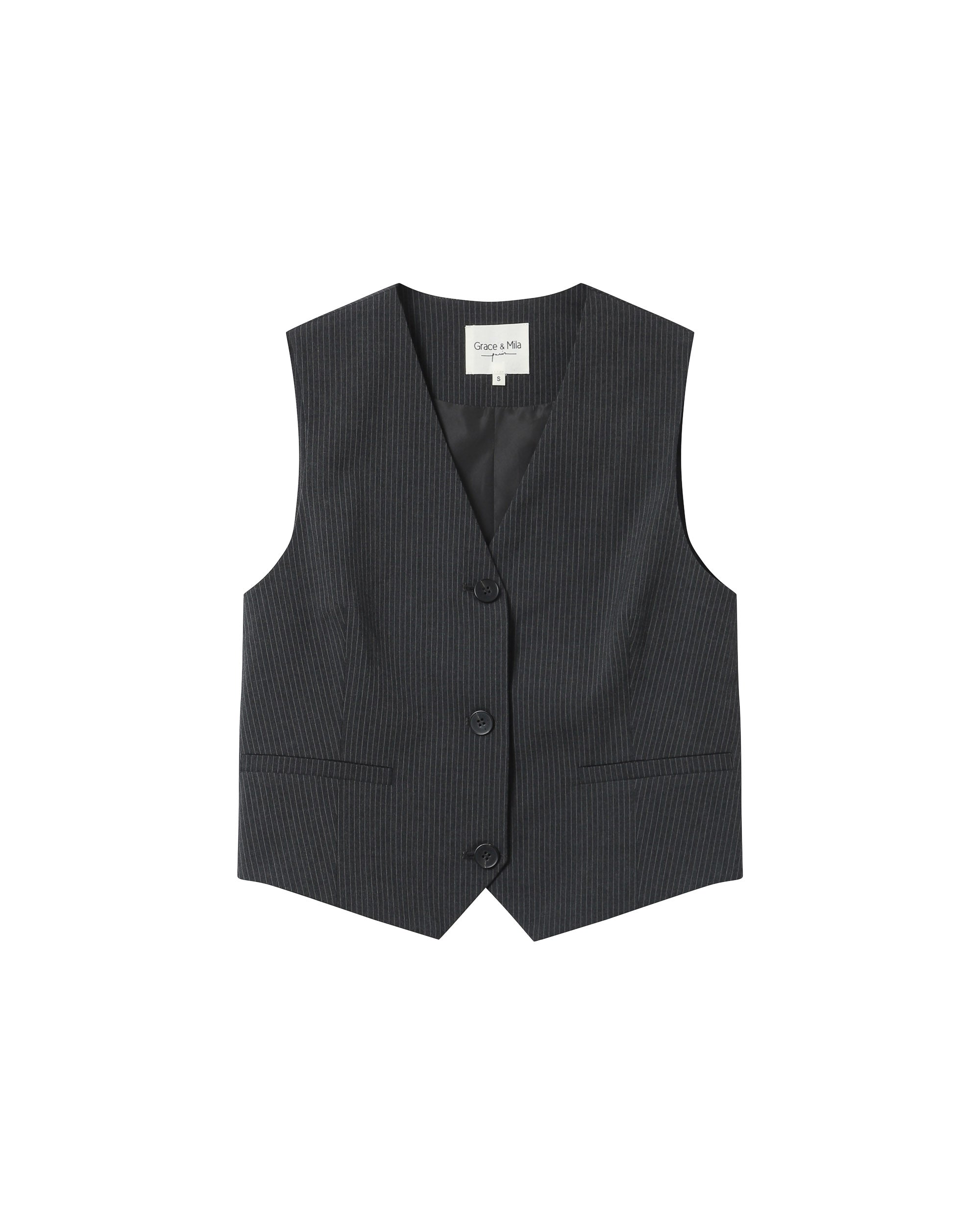 Gilet Droit A Rayures Anthracite Sister