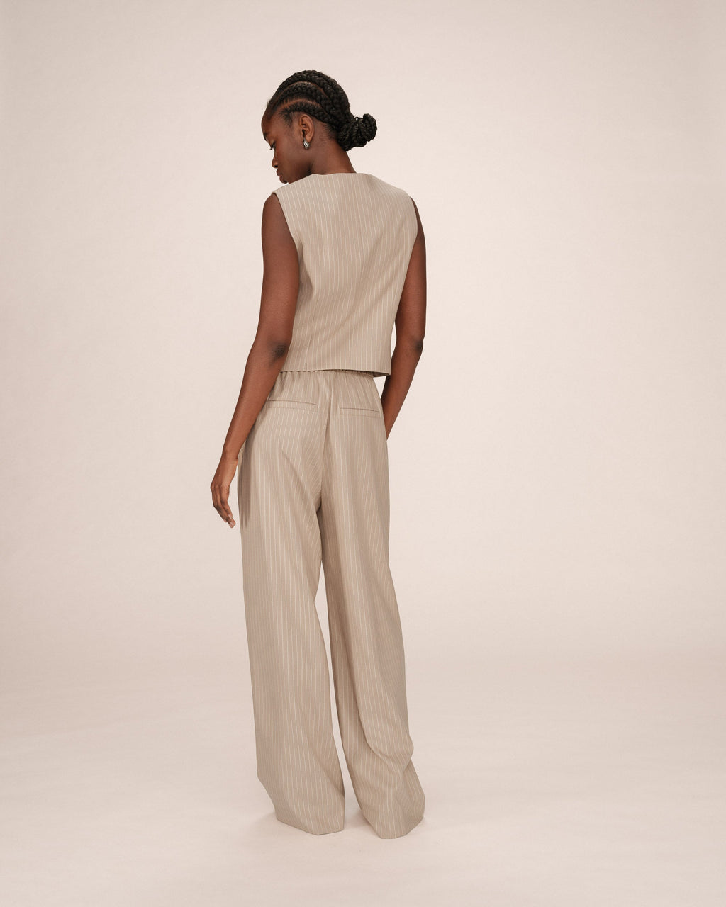 Gilet Droit A Rayures Greige Sister