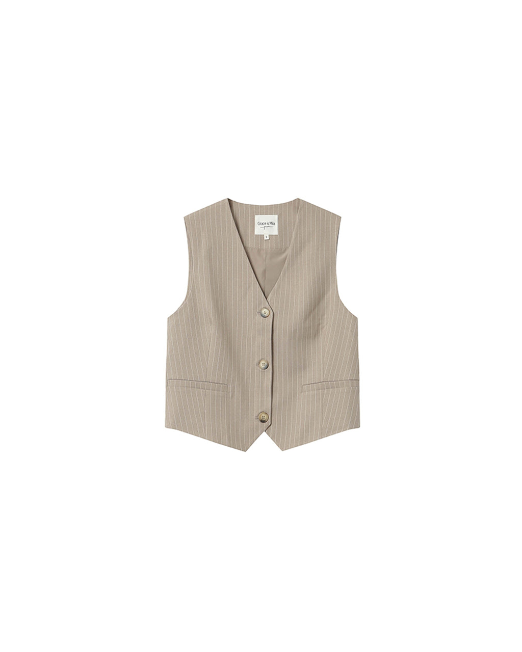 Gilet Droit A Rayures Greige Sister
