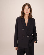 Straight Double-Breasted Navy Blazer Sureau