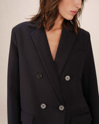 Straight Double-Breasted Navy Blazer Sureau
