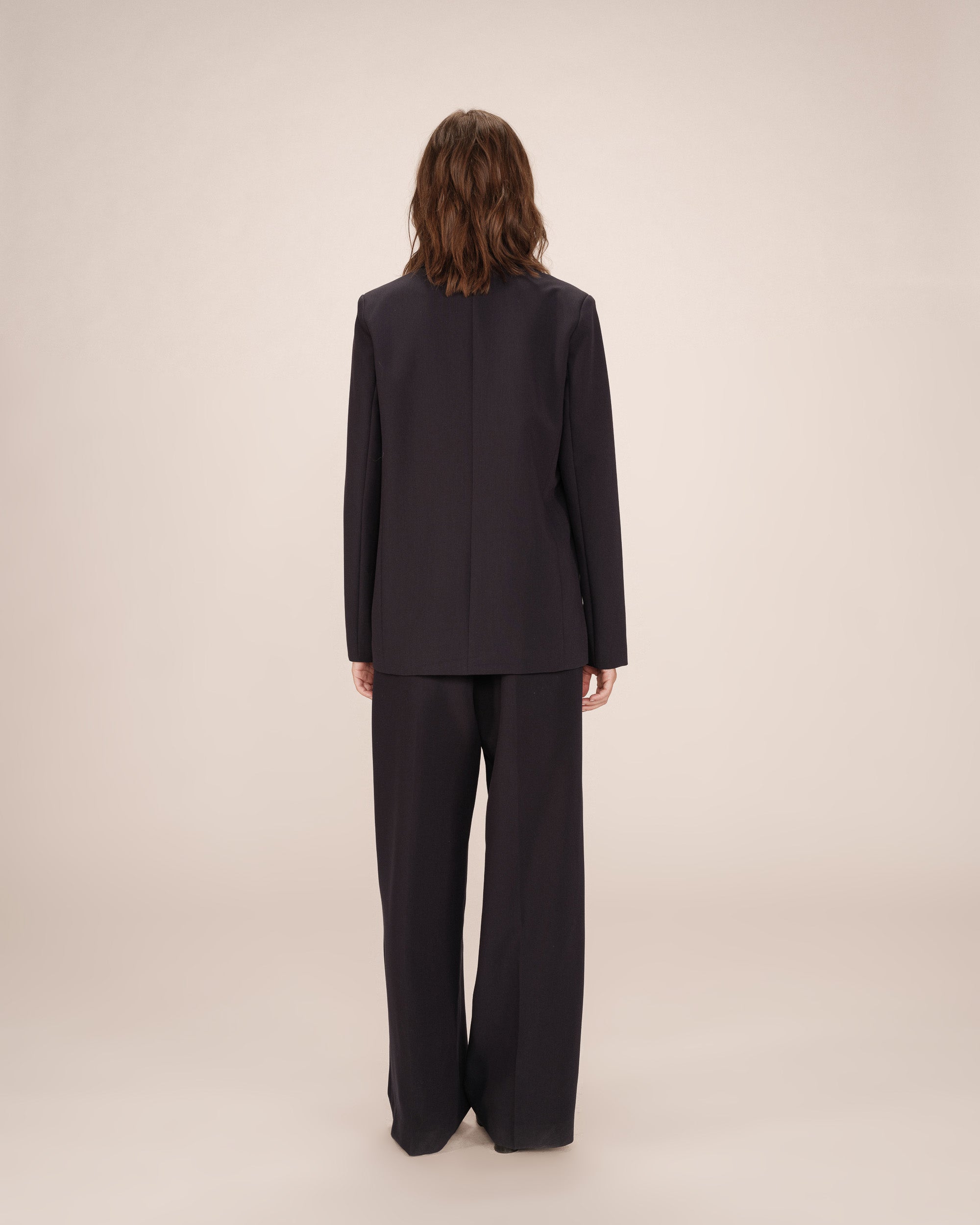 Straight Double-Breasted Navy Blazer Sureau