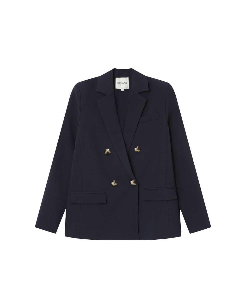 Straight Double-Breasted Navy Blazer Sureau
