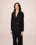 Straight Double-Breasted Black Sureau Blazer